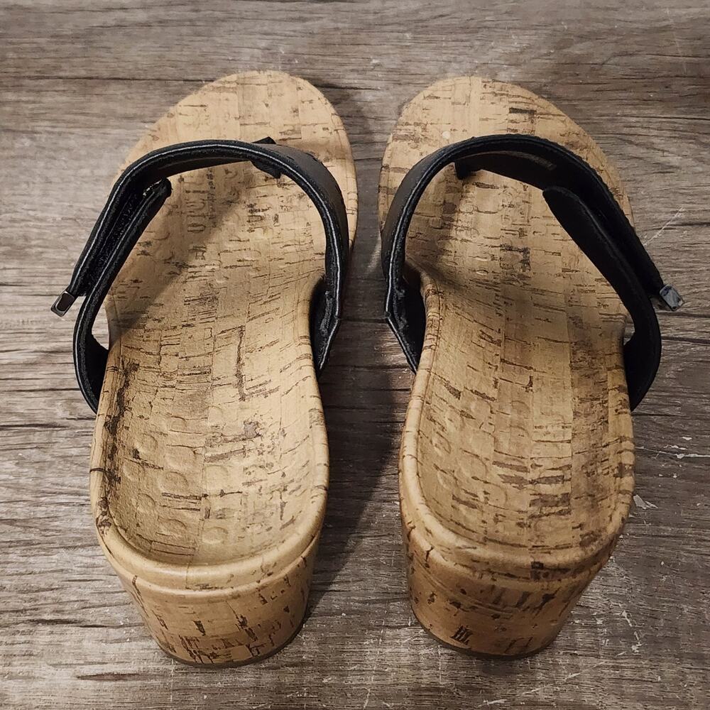 Vionic Anitra Women's Wedge Platform Cork Leather Sandals Shoes Size 7 Black - Picture 8 of 9